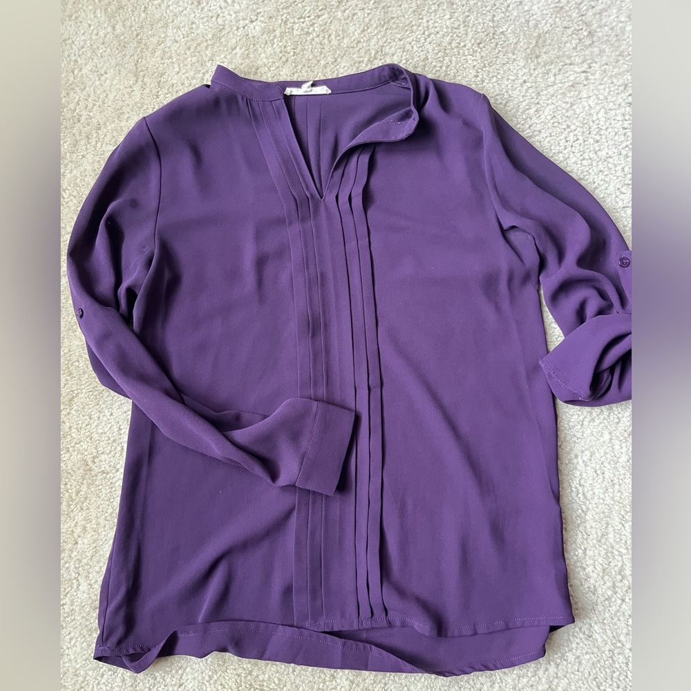 41 Hawthorn Breyson Pleated Tab-Sleeve Blouse Size S